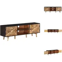 vidaXL Meuble TV 140x30x46 cm, en bois d'acacia massif et en bois de manguier brut - Meuble TV