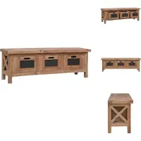 vidaXL Armoire TV avec 3 tiroirs 120×30×40 cm bois massif acajou - Meuble TV