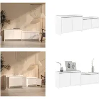 vidaXL Meuble TV blanc, 146,5 x 35 x 50 cm, en panneaux de particules - Meuble TV - Meubles TV - Meuble bas - Meuble stéréo