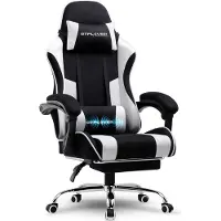 GTPLAYER Chaise de gaming , chaise de bureau, chaise ergonomique pour ordinateur, chaise de gaming avec support lombaire massant, repose-pieds et repose-tête