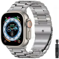 StarTech.com Bracelet pour montre connectée - Bracelet en métal - Acier inoxydable - Fermoir papillon - Compatible avec les modèles 38/40/41 mm - Couleur titane - Outil inclus