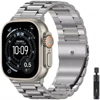 StarTech.com Bracelet en métal - Bracelet pour montre connectée - Acier inoxydable - Modèle 11/10, 42 mm - Fermoir pliant - Couleur titane, avec outil de montage