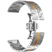 StarTech.com Bracelet pour montre connectée - Modèles GT6, GT5, GT4 - Diamètre 46 mm - Acier inoxydable - Boucle déployante - Argenté et orange