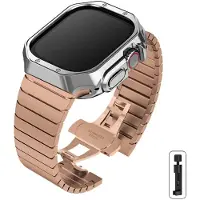 StarTech.com Bracelet de montre connectée - Bracelet en métal avec coque en TPU - Acier inoxydable - Bracelet et coque - 38/40/41 mm - Unisexe - Or rose/Argent