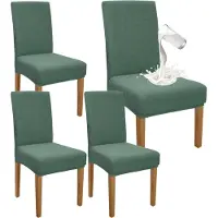 OEM Housses imperméables pour chaises de salle à manger - Lot de 4 - Vert matcha - Extensible