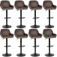 Supfine Ensemble de 8 tabourets de bar en velours, style bistro, réglables en hauteur, couleur marron
