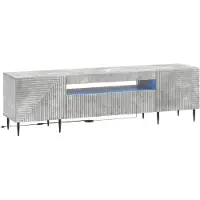 Syfax Meuble TV LED, couleur gris béton, matériau composite en bois