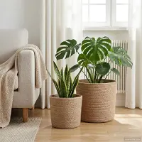Prolenta Maison Exclusive - Lot de 2 pots de fleurs, naturels, diamètre 28 x 28 cm, 100% jute Tossa