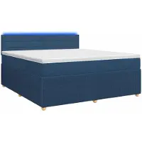 Syfax Lit boxspring avec matelas avec tête de lit bleu 140 x 200 cm Tissu