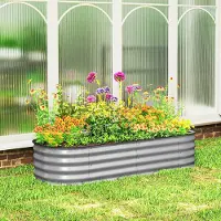 SUGIFT Bordure surélevée en acier galvanisé, jardinière métallique sans fond, couleur argent | 150 x 62 x 30 cm | Acier de 0,6 mm | Protections en caoutchouc