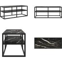 vidaXL Armoire TV noir avec optique marbre noir verre 100x40x40 cm - Armoire TV - Armoires TV - TV Lowboard - Table TV