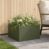 Prolenta Maison Exclusive - Jardinière verte olive, 40 x 40 x 30 cm, en acier laminé à froid