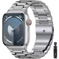 StarTech.com Bracelet pour montre connectée - Bracelet en métal - Acier inoxydable - Boucle déployante - 42/44/45 mm - Argenté, avec outil