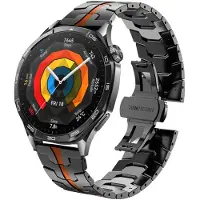 StarTech.com Bracelet pour montre connectée - Xiaomi Watch S3/S2/S1 - Acier inoxydable - 22 mm - Boucle déployante - Noir/Orange