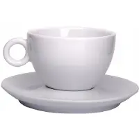 Lubiana Tasse en porcelaine blanche avec soucoupe, capacité de 280 ml