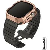 StarTech.com Bracelet pour montre connectée - Bracelet avec coque de protection en TPU - Acier inoxydable - Série 10 - 42 mm - Noir RG