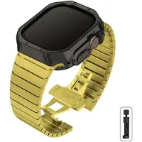StarTech.com Bracelet pour montre connectée - Bracelet avec boîtier - Acier inoxydable - Boîtier en TPU - Série 10 - 42 mm - Or/Noir