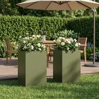Prolenta Maison Exclusive - Lot de 2 pots de jardin, couleur olive, 30 x 30 x 40 cm