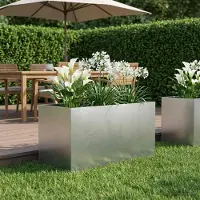 Prolenta Maison Exclusive - Jardinière en acier inoxydable argentée, 100 x 50 x 50 cm