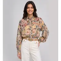 Twinset pour femme. 262TT2611 Chemise en crêpe à fleurs multicolores (40), Casuel, Viscose, Floral, Manche longue