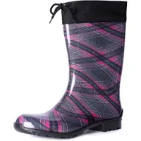 Ladeheid Bottes en caoutchouc pour femmes avec revers LA-968 (violet/à carreaux, taille 42)