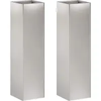 Prolenta Maison Exclusive - Lot de 2 pots de jardin, argenté, 20 x 20 x 75 cm, en acier inoxydable