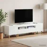 Prolenta Meuble TV LED exclusif - Ensemble de 3 pièces ARNHEM, blanc brillant