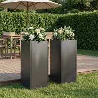 Prolenta Maison Exclusive - Lot de 2 pots de jardin, couleur noire, dimensions 20 x 20 x 40 cm