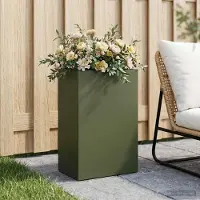 Prolenta Maison Exclusive - Jardinière verte olive, 40 x 30 x 75 cm, en acier laminé à froid