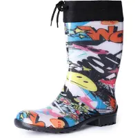 Ladeheid Bottes en caoutchouc pour femmes avec manchette LA-968 (journal, 41)