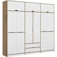 Dmora Fissiraga - Grande Armoire, 277x253 cm Blanc, 2 Tiroirs