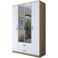 Dmora Verdello - Grande Armoire, 210x210h cm Blanc, 2 Tiroirs