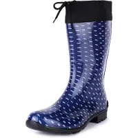 Ladeheid Bottes en caoutchouc pour femmes avec manchette LA-968 (bleu foncé/points, 37)