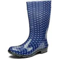 Ladeheid Bottes en caoutchouc pour femmes LA-967 (bleu foncé à pois, taille 37 EU)