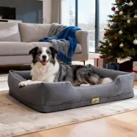 Bingopaw Lit pour chien WISFOR, modèle rafraîchissant, canapé pour chien, coussin pour chien, bords surélevés, imperméable et lavable, housse amovible, taille XL : 105 × 75,5 × 21 cm