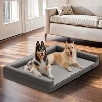 Bingopaw Lit pour chien en cuir, coussin pour chien, panier pour chien, couchage pour animal de compagnie, lit gris