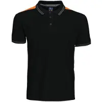Projob - Polo pour hommes, en maille côtelée, polyester ET334 (4XL) (Noir/Orange)
