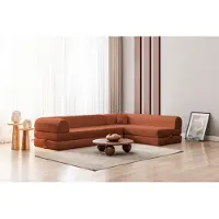 Hannah Home Canapé convertible 3 places, , 280 cm, 100% polaire texturé, couleur rouge tuile, 4 coussins, adapté aux animaux