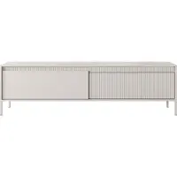 Domo SENSO TV - Meuble TV bas, façades en MDF rainurées, système d'ouverture par pression, couleur beige, pieds en métal, dimensions : 188 x 40 x 54 cm