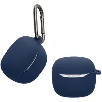 Kwmobile Étui de protection pour JBL Tune Flex 2 - Étui en TPU et silicone pour boîtier de recharge d'écouteurs - Étui résistant aux chocs avec mousqueton - Bleu foncé