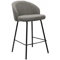 Meublorama Chaise de comptoir JUNI – Bouclé gris – H87 cm design contemporain