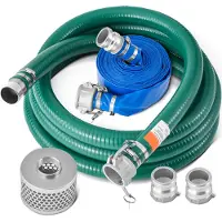 SucceBuy Kit de tuyau d'aspiration pour pompe à eau, 2 pouces x 50 pieds, avec divers accessoiresVert + Bleu
