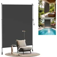 XMTECH Store vertical pour balcon 200 × 310 cm, protection solaire et visuelle extensible, couleur gris foncé