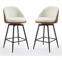 StarTech.com Tabourets de bar - Lot de 2 - 66 cm - Tabourets avec assise et dossier rembourrés - Hauteur fixe - Structure en métal - Blanc