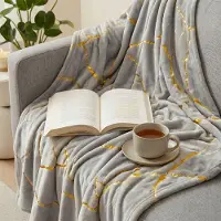 Home Markt24 Couverture, douce et moelleuse, motif marbré, gris et or, 200 x 220 cm
