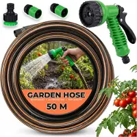 Home Markt24 Tuyau d'arrosage AQUA FROGE – Kit avec pistolet et raccords 1/2", en caoutchouc, 3 couches, 50 mètres