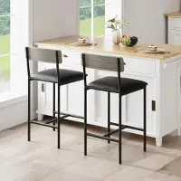 StarTech.com Tabourets de bar pour cuisine et bar - Lot de 2 - Tabourets hauts - Structure en métal - Assise rembourrée - Gain de place - Gris