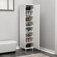 Dmora Noepoli - Armoire Multi-Usage 1 Porte, 29x130h cm Blanc, 8 Étagères