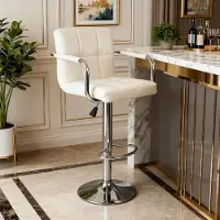 StarTech.com 2 tabourets de bar - tabourets de cuisine - réglables en hauteur - pivotants à 360° - avec accoudoirs, dossier et repose-pieds - revêtus de similicuir - couleur : blanc