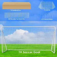 StarTech.com But de football pour jardin - Dimensions : 366 x 183 cm - Portable - Structure en acier résistante aux intempéries - Livré avec filet et ancres de sol - Adapté aux enfants et aux adultes